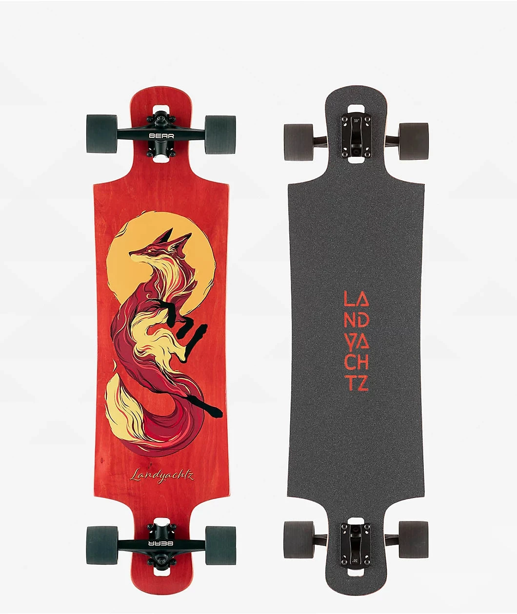 LANDYACHTZ DROP HAMMER COMPLETE LANDYACHTZ DROP HAMMER COMPLETE -Modern Skate Store Landyachtz Drop Hammer Sun Fox 36.5 Longboard Complete 382998 front US
