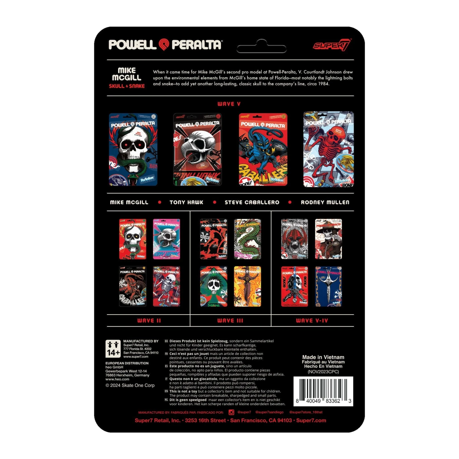 SUPER7 POWELL PERALTA WAVE 5 REACTION FIGURE SUPER7 POWELL PERALTA WAVE 5 REACTION FIGURE -Modern Skate Store RE Powell W5 MikeMcGill BackofCard comp