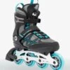 K2 ALEXIS 80 ALU INLINE SKATES 2022-GREY/CYAN -Modern Skate Store k2skates 2223 alexis 80 alu gray cyan 1 1
