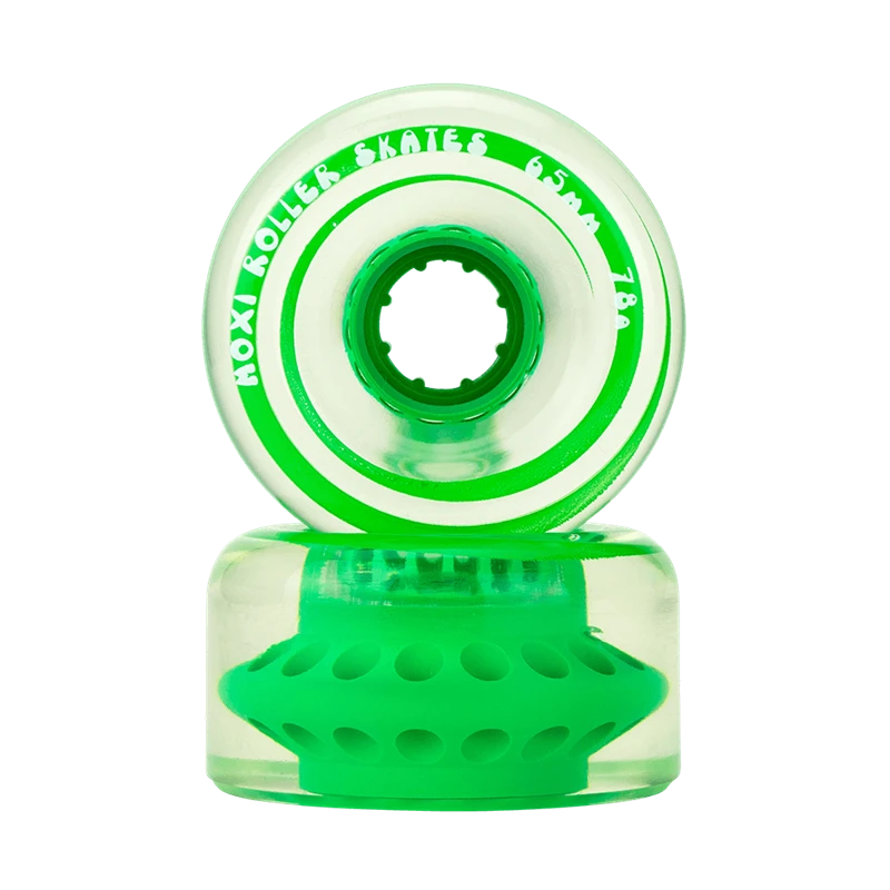 MOXI CLASSIC OUTDOOR ROLLERSKATE WHEELS(4-PK) MOXI CLASSIC OUTDOOR ROLLERSKATE WHEELS(4-PK) -Modern Skate Store moxi wheels classicoutdoor cleargreenapple stack