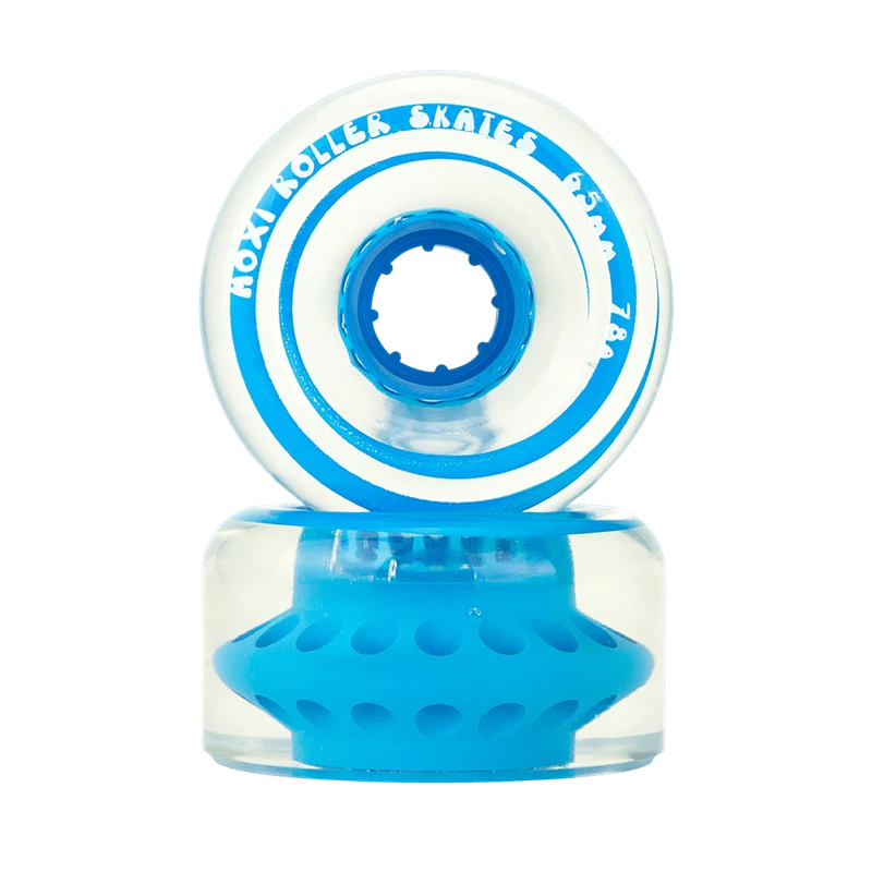 MOXI CLASSIC OUTDOOR ROLLERSKATE WHEELS(4-PK) MOXI CLASSIC OUTDOOR ROLLERSKATE WHEELS(4-PK) -Modern Skate Store moxi wheels classicoutdoor cleartrueblue stack