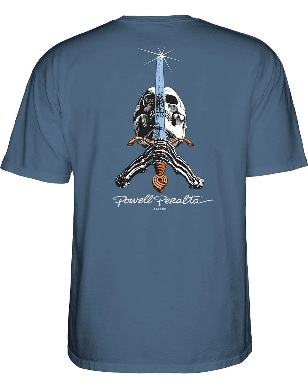POWELL PERALTA SKULL & SWORD TEE POWELL PERALTA SKULL & SWORD TEE -Modern Skate Store powell peralta mens t shirt skull and sword indigo blue