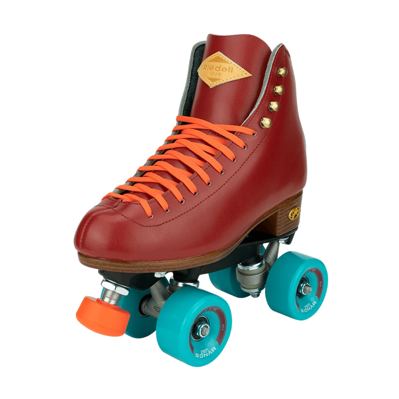 RIEDELL CREW ROLLER SKATE SET RIEDELL CREW ROLLER SKATE SET -Modern Skate Store riedell crew crimson angle